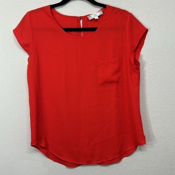 Pink Rose Red Scoop Neck Short Sleeve Blouse Size M - Picture 3 of 7